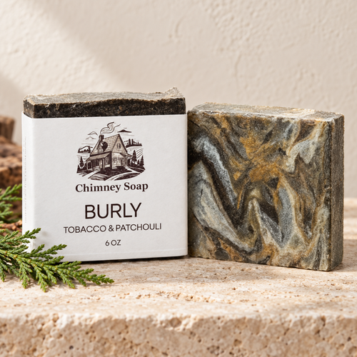 Burly tobacco and patchouli six-ounce handcrafted soap