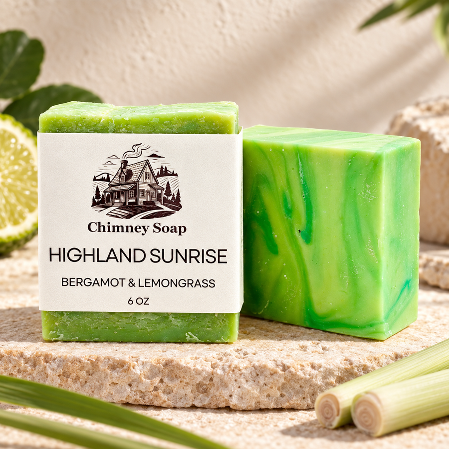 Highland Sunrise bergamot and lemongrass six-ounce soap