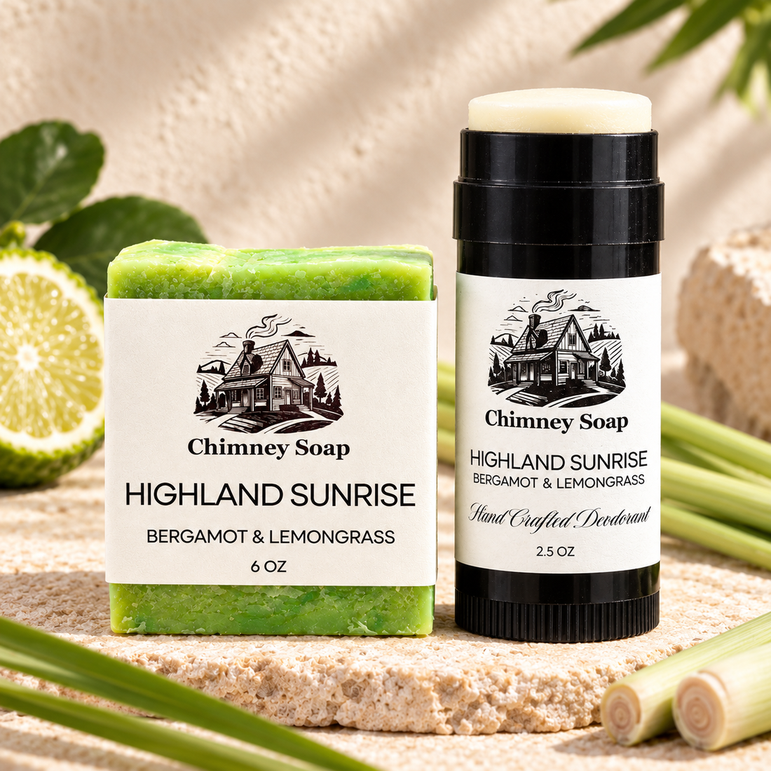 Highland Sunrise bergamot and lemongrass product collection