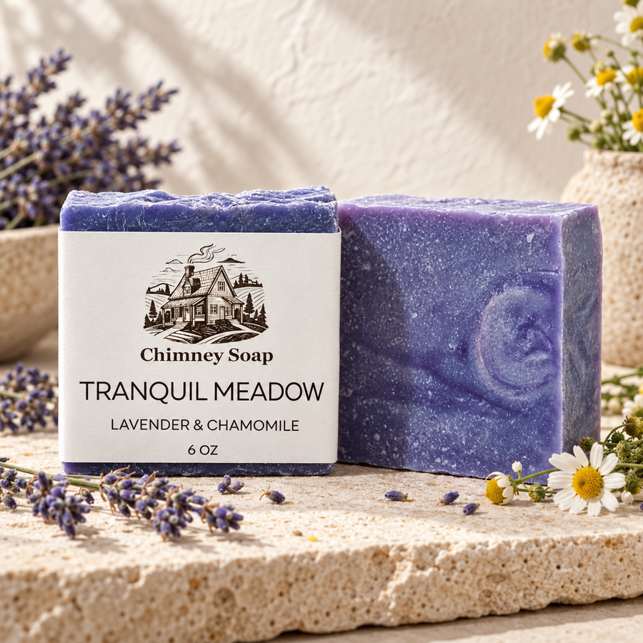Tranquil Meadow lavender and chamomile six-ounce handcrafted soap